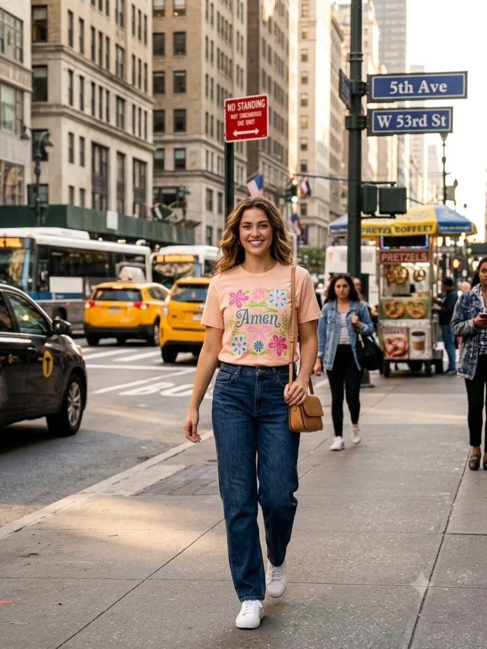 Peach 'Amen' Floral Graphic Tee - Picture 3 of 3